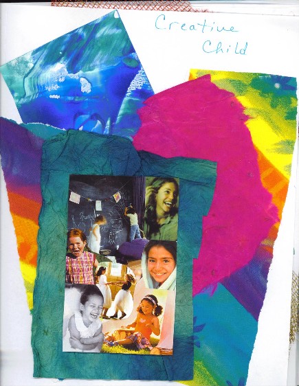 A page from Anne Marie's art journal using her Creative Child card.