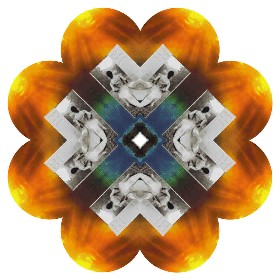 A kaleidoscopic view of Anne Marie's Joyful Transition SoulCollage card.